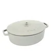 Staub Cast Iron 6.25-quart Shallow Oval Dutch Oven In Cream