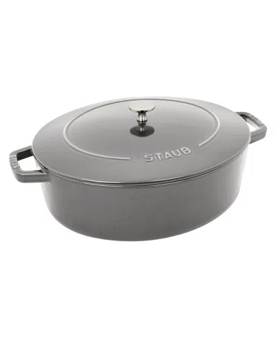 Staub Cast Iron 6.25-qt Wide Oval Dutch Oven In Gray