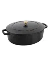 Staub Cast Iron 6.25-quart Shallow Oval Dutch Oven In Black