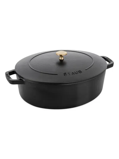 Staub Cast Iron 6.25-quart Shallow Oval Dutch Oven In Black