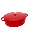 Staub Cast Iron 6.25-quart Shallow Oval Dutch Oven In Red