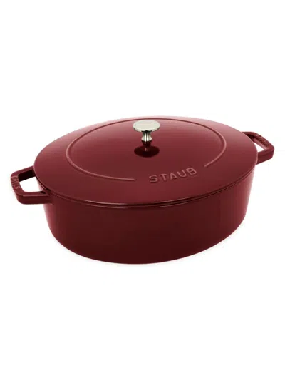 Staub Cast Iron 6.25-quart Shallow Oval Dutch Oven In Red