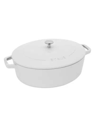 Staub Cast Iron 6.25-quart Shallow Oval Dutch Oven In White