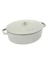 Staub Cast Iron 6.25-quart Shallow Oval Dutch Oven In White Truffle