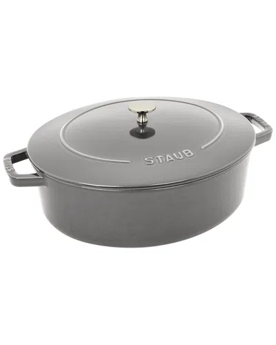 Staub Cast Iron 6.25qt Graphite Shallow Oval Dutch Oven In Grey