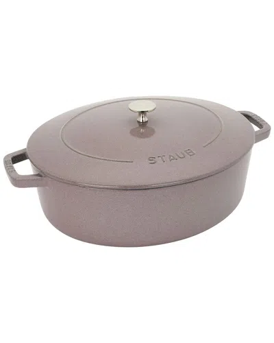 Staub Cast Iron 6.25qt Lilac Shallow Oval Dutch Oven In Gray