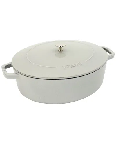 Staub Cast Iron 6.25qt White Truffle Shallow Oval Dutch Oven