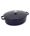 Staub 6.25-quart Enameled Cast Iron Shallow Oval Dutch Oven In Indigo