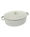 Staub Cast Iron 6.25-quart Shallow Oval Dutch Oven In Off White