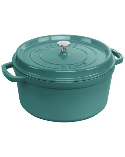 Staub Cast Iron 7qt Turquoise Round Cocotte In Green