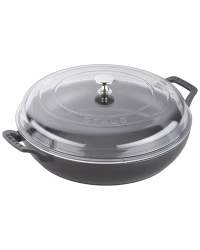 Staub Cast Iron Braiser With Glass Lid In Black