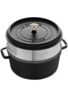 Staub Cast Iron Casserole With Steaming Basket (24cm) In Black
