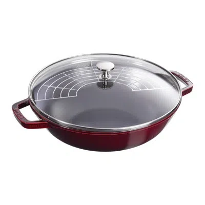 Staub Cast Iron Perfect Pan With Glass Lid, Wok, Dutch Oven, 4.5-quart, Serves 4-5 In Grenadine Red