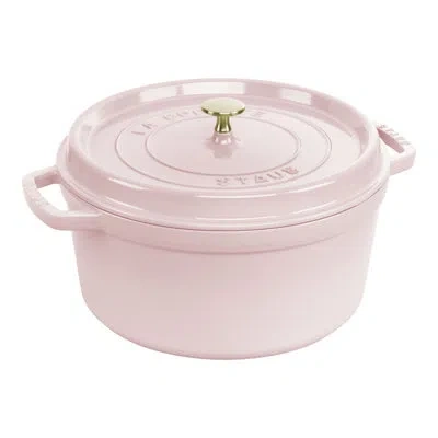 Staub Cast Iron Round Cocotte, Dutch Oven,  Serves 5-6, Made In France, Peony Pink