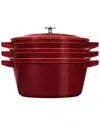 Staub 4-piece Stackable Enameled Cast Iron Cookware Set