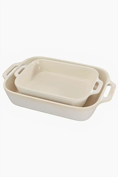 STAUB CERAMIC 2-PC RECTANGULAR BAKING DISH SET IN RUSTIC IVORY AT URBAN OUTFITTERS