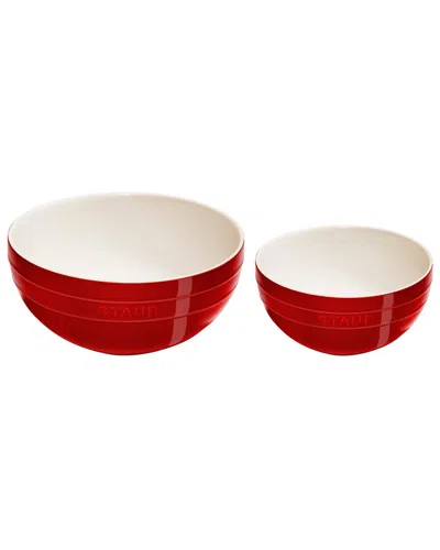 Staub Ceramic 2pc Cherry Nested Mixing Bowl Set In Red