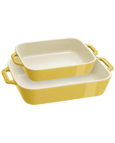 Staub Ceramic 2pc Citron Rectangular Baking Dish Set In Yellow