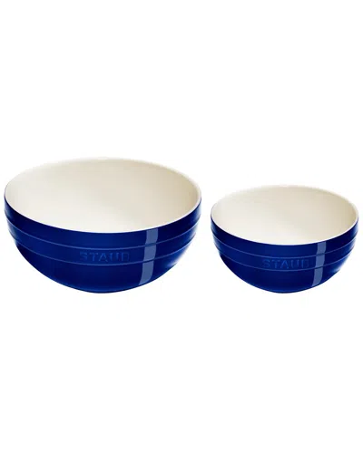 Staub Ceramic 2pc Dark Blue Nested Mixing Bowl Set