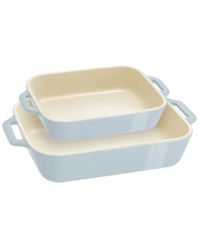 Staub Ceramic 2pc Pastel Blue Rectangular Baking Dish Set