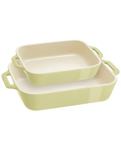Staub Ceramic 2pc Pastel Green Rectangular Baking Dish Set