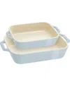 Staub Ceramic 2pc Rectangular Baking Dish Set In Baby Blue