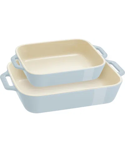 Staub Ceramic 2pc Rectangular Baking Dish Set In Blue