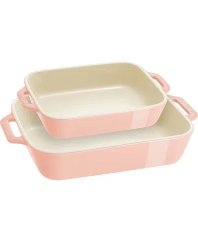Staub Ceramic 2pc Rectangular Baking Dish Set In Pink