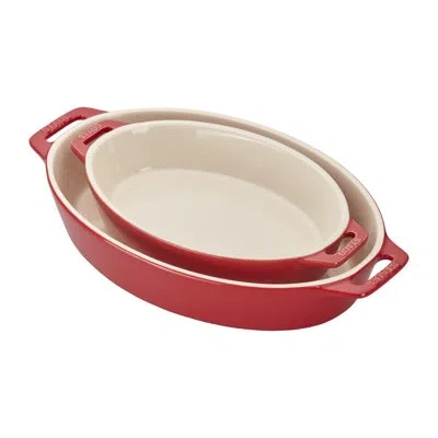 Staub Ceramic 2-piece Oval Baking Dish Set In Cherry