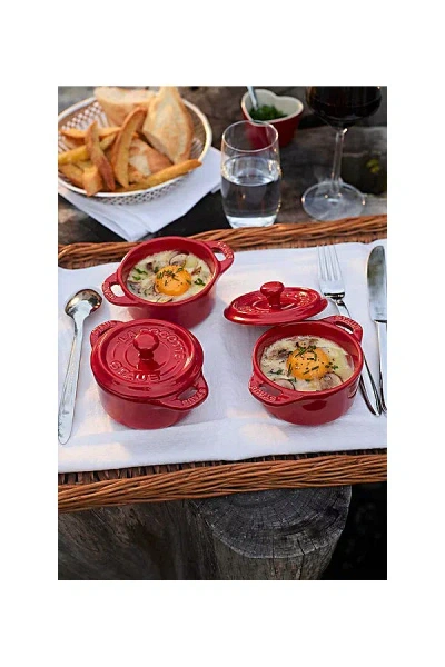 Staub 3 Piece Ceramic Mini Cocotte Set In Cherry
