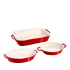 Staub 3-piece Ceramic Mixed Baking Dish Set In Cherry