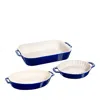 Staub 3-piece Ceramic Mixed Baking Dish Set In Dark Blue