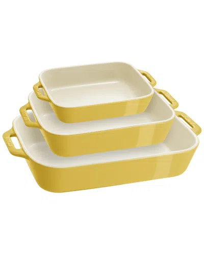 Staub Ceramic 3pc Rectangular Baking Dish Set In Yellow