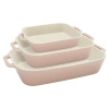 Staub Ceramic 3-pc Rectangular Baking Dish Set - Macaron Pastel In Light Pink