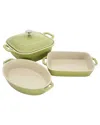 Staub 4-piece Ceramic Baking Dish Set In Green