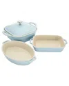 Staub Ceramic 4pc Baking Pans Set In Blue