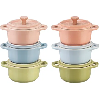 Staub Ceramic 6-pc Mini Round Cocotte Set - Macaron Pastel Colors In Multi