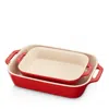 Staub Ceramic Rectangular Baking Dish 2-piece Set In Cherry