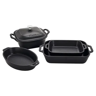 Staub Ceramic Stoneware 5-pc Mixed Baking Dish Set In Black