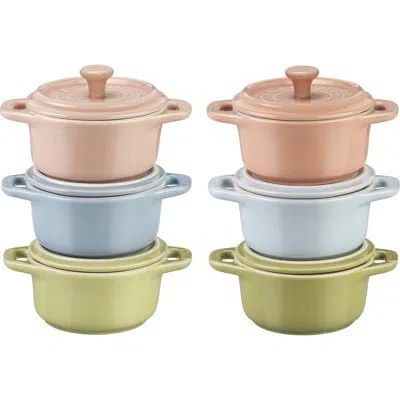 Staub Ceramique 6 Piece Ceramic Cocotte Set Macaron, Mixed Colours