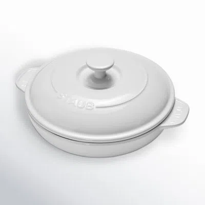 Staub Ceramique Ceramic Round Brie Cheese Baker With Lid, Pure-white