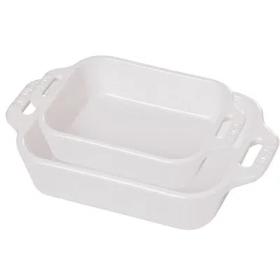 Staub Ceramique Rectangular Baking Dish Set 2 Piece In White