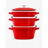 Staub Cherry Stackable Cast-iron Set Of Four With Lid