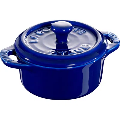 Staub Dark Blue 3-piece Mini Round Cocotte Set In Black