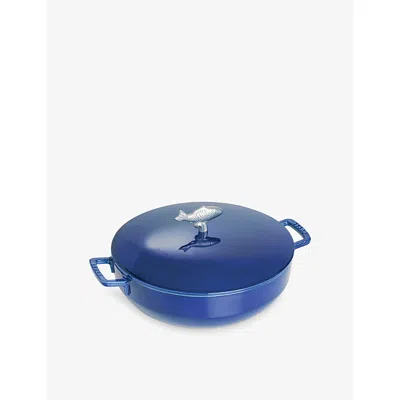 Staub Dark Blue Fish Round Cast-iron Bouillabaisse Pot