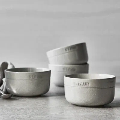 Staub Dining Line Ceramic Round Bowl Set, White Truffle