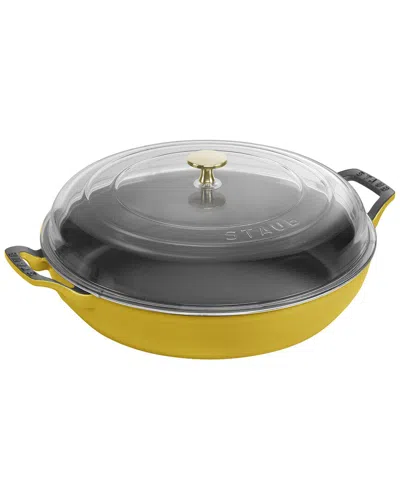 Staub Discontinued  Cast Iron 3.5qt Citron Braiser With Glass Lid In Yellow