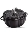 Staub Enameled Cast Iron 3.5 Qt. Black Pumpkin Cocotte In Black