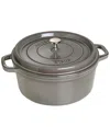 Staub Enameled Cast Iron 4qt Round Cocotte In Grey
