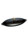 Staub Enameled Cast Iron Fish Pan With Lid In Black